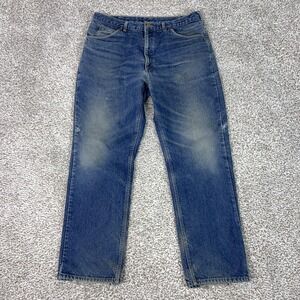 Vintage OshKosh Bgosh Jeans Mens 38x32 Blue Flannel Lined Plaid Straight Leg USA